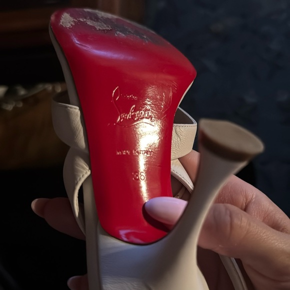 Christian Louboutin Taralita 85 Kid White Leather Slingback Thong Sandal Heel 36 - Picture 11 of 11